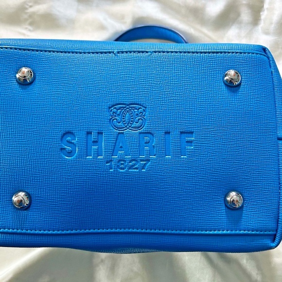 SATCHEL, LEATHER, BLUE WITH MULTICOLOUR FLORAL, TOP DOUBLE ZIP CLOSURE, TWO - Picture 12 of 16